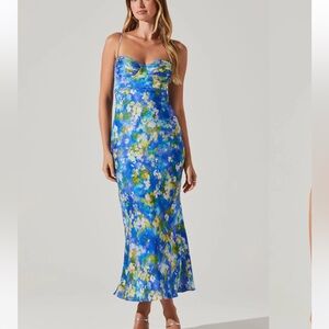 ASTR THE LABEL Florianne Floral Satin Maxi Dress